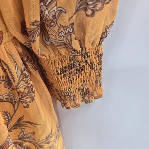 Rachel Parcell Yellow Metallic Striped Paisley Print Mini Dress Size Large FLAW - Picture 6 of 16